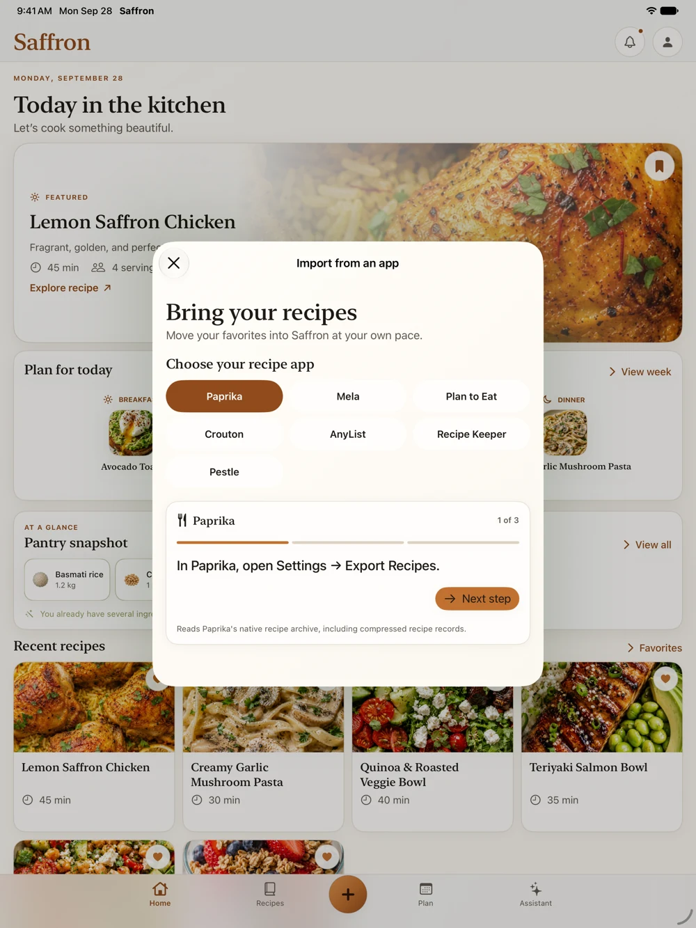 Saffron manager-import on ipad