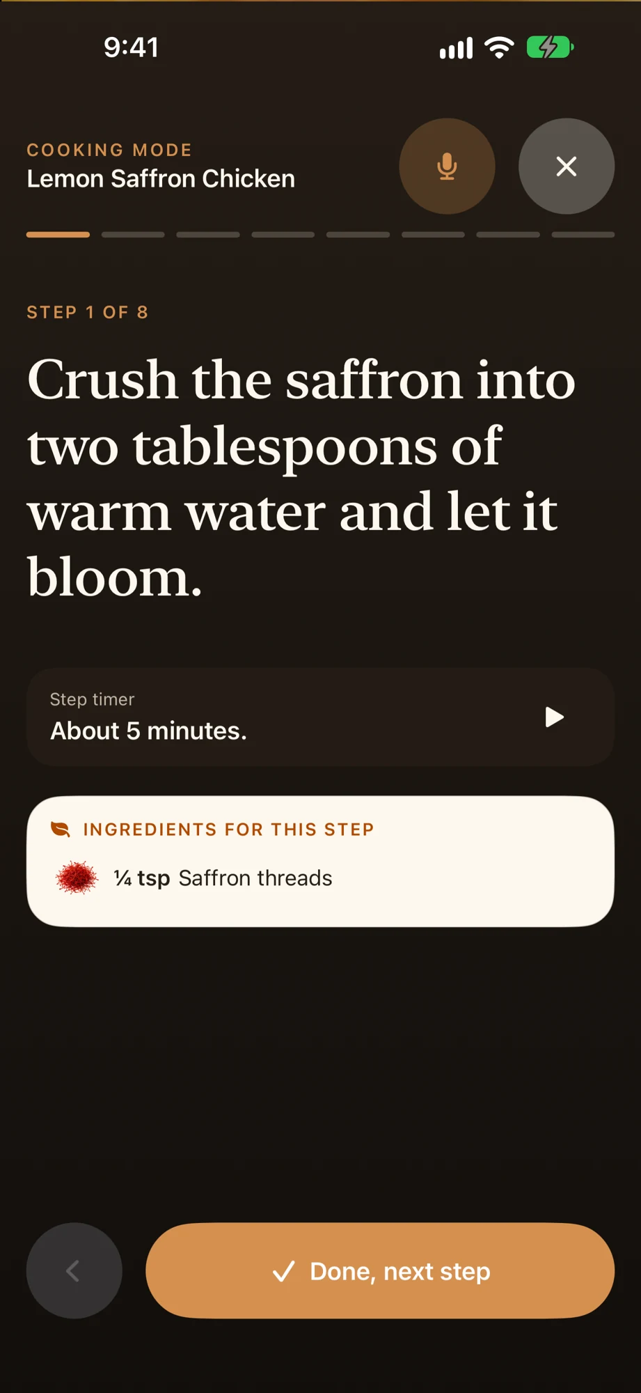 Saffron cooking on iphone