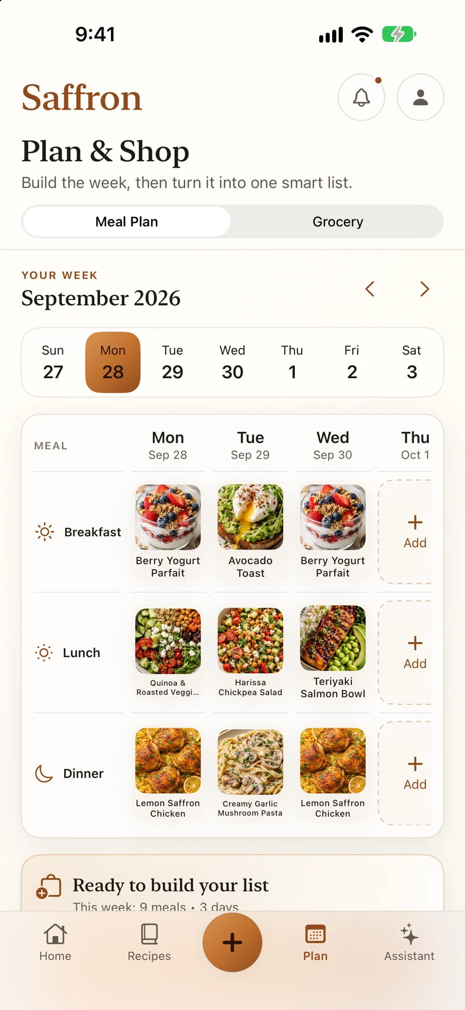 Saffron plan on iphone